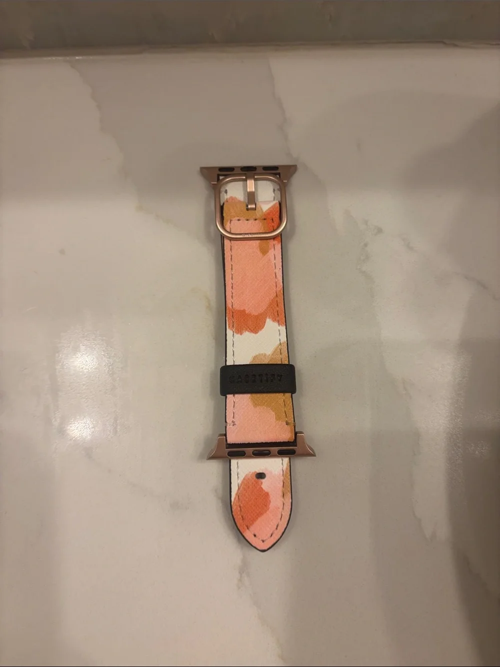 Casetify Floral Saffiano Apple Watch Band - Pink Peach Cream